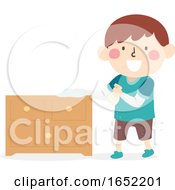Poster, Art Print Of Kid Boy Clean Wipe Cabinet Illustration