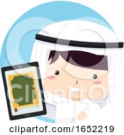 Kid Boy Qatari Tablet Quran Illustration