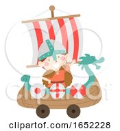 Poster, Art Print Of Kid Boy Viking Boat Sweden Midsummer Festival