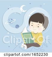 Poster, Art Print Of Kid Boy Astronomy Book Space Illustration