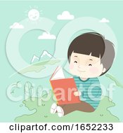 Poster, Art Print Of Kid Boy Book Earth Illustration