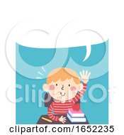 Poster, Art Print Of Kid Boy Class Raise Hand Speech Bubble