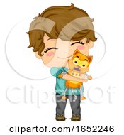 Kid Boy Robot Cat Pet Illustration