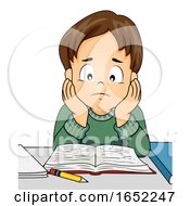 Kid Boy Study Stressed Illustration