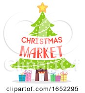 Poster, Art Print Of Christmas Tree Market Text Design Illustration