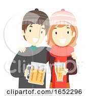 Poster, Art Print Of Couple Christmas Beer Illustration
