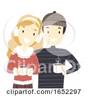 Poster, Art Print Of Couple Christmas Hot Choco Illustration