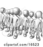 Group Of Silver Men Standing Proud In Rows Clipart Illustration Graphic