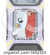 Teen Boy Space Station Sleep Illustration