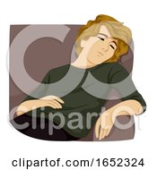 Poster, Art Print Of Teen Boy Take Nap Illustration