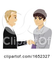Teen Guy Boss Shake Hands Illustration