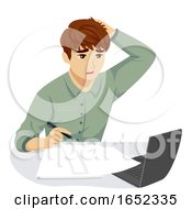 Poster, Art Print Of Teen Guy Stressed Tired Work Illustration