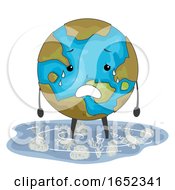 Earth Mascot Coral Bleaching Illustration