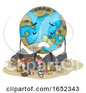 Earth Mascot Garbage Illustration