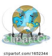 Earth Mascot Toxic Waste Illustration