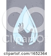 Poster, Art Print Of Droplet Water Crisis Hand Help Illustration
