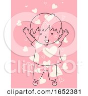 Poster, Art Print Of Kid Boy Child Raising Showered Love Hearts