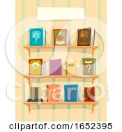 Mystery Books Shelf Blank Banner Illustration