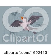 Bird Flying Net Collision Illustration
