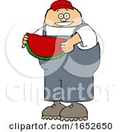 Poster, Art Print Of Cartoon Boy Holding Watermelon