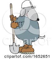 Cartoon Dog Worker With A Shovel