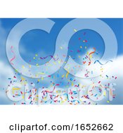 Poster, Art Print Of Confetti And Streamers On Blue Sky Background