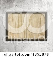 Poster, Art Print Of 3d Wooden Frame With Wood Texture On A Concrete Wall