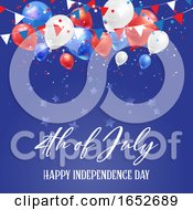 4th July Independence Day Background With Balloons And Confetti