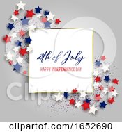 4th July Independence Day Background With With Gold Frame And Stars