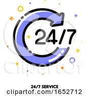 Poster, Art Print Of Icon Of Round Arrow With 247 Numbers