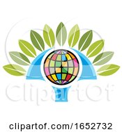 Poster, Art Print Of Colorful Tree Icon With A Globe
