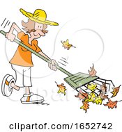 Cartoon Man Using A Leaf Blower Posters, Art Prints by - Interior Wall ...