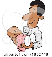 Poster, Art Print Of Cartoon Proud Black Father Holding His Baby Girl