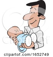 Poster, Art Print Of Cartoon Proud Hispanic Father Holding His Baby Boy