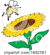 Poster, Art Print Of Cartoon Honey Bee Over A Flower
