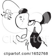 Cartoon Black And White Dog Trying To Catch A Fly by Johnny Sajem