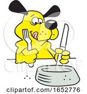Cartoon Hungry Dog Ready To Eat