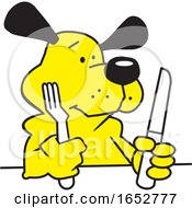 Poster, Art Print Of Cartoon Hungry Dog With Silverware