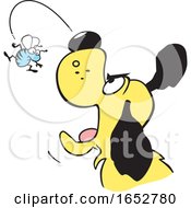 Cartoon Yellow Dog Trying To Catch A Fly by Johnny Sajem