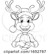 Poster, Art Print Of Cartoon Reindeer In Santa Hat Christmas