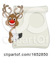 Poster, Art Print Of Reindeer Christmas Scroll Sign Cartoon