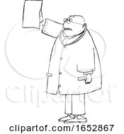 Poster, Art Print Of Cartoon Black And White Chubby Male Doctor Reviewing An Xray