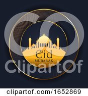 Poster, Art Print Of Eid Mubarak Background With Mosque Silhouette