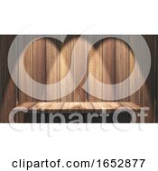 Poster, Art Print Of 3d Wooden Shelf With Spotlights Shining Down