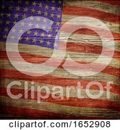 4th July Independence Day Background With American Flag On Grunge Wood Texture