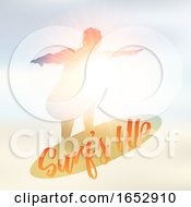 Poster, Art Print Of Silhouette Of A Surfer On A Defocussed Summer Background