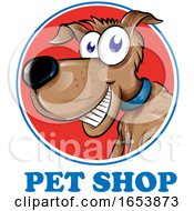 Cartoon Dog Over Pet Shop Text