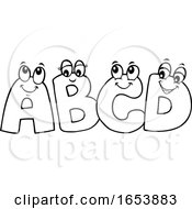 Poster, Art Print Of Cartoon Black And White Abcd Letter Characters