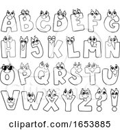 Cartoon Black And White Alphabet Letter Characters