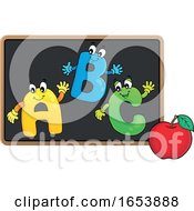 Poster, Art Print Of Cartoon Apple And Abc On A Blackboard